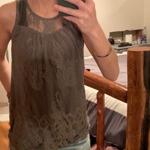 Women’s brown (mocha) lace dressy tank top